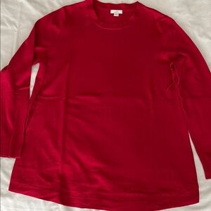 Red pullover, long sleeve sweater